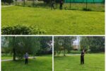 Сегодня в лагере труда и отдыха ребята работали на улице