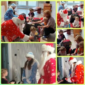 В рамках благотворительной акции «Наши дети» наши замечательные ученики в образах Деда Мороза и Снегурочки отправились в гости к многодетной семье