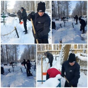 Учащиеся нашей школы приняли участие в благородной акции – уборке снега на воинских захоронениях