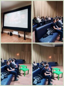 26 февраля учащиеся 8 «В» класса посетили кинотеатр для просмотра документального фильма «Душа защитника»